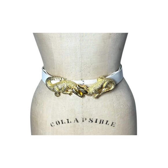 1994 Doreen Ryan belt with double alligators gold buckle